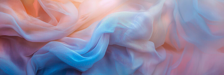 Obraz premium Close-up shots of the delicate texture of soft, pastel-colored fabrics, which evoke a dreamy and gentle atmosphere, are perfect for a calm and serene scene.