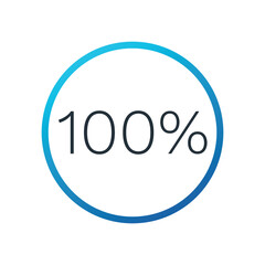 100 percent circle circle chart. Isolated symbol. Vector gradient element. Infographic sign. Illustration, icon for business, finance, report, web design, downloading, presentation