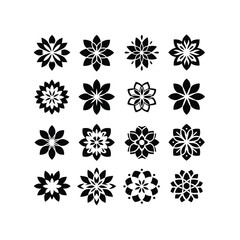 Flower Icons Collection | Botanical Line and Fill Style Floral Vector Set