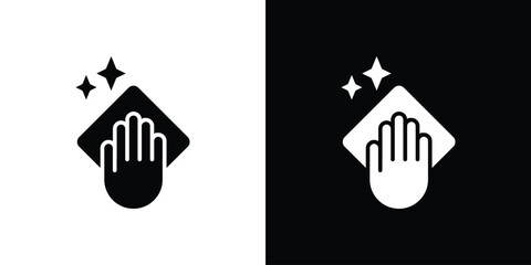 Clean icon in flat black solid vector set