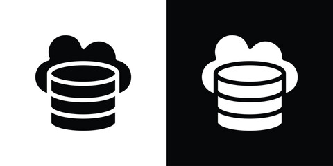 Cloud server icon in flat black solid vector set