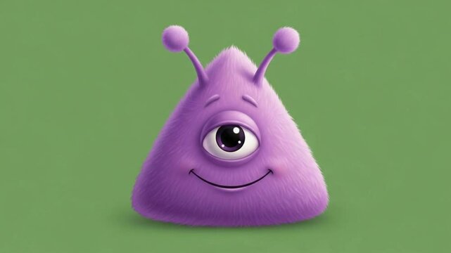 Friendly Purple Triangle Alien with One Eye