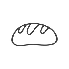 Cute loaf of bread icon. Monochrome hand drawn illustration of whole fresh baked bread. Perfect for harvest themes and food design. Vector 10 EPS.