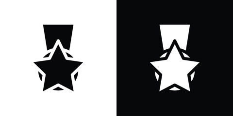 Condecoration icon in flat black solid vector set
