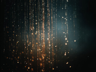 Abstract Golden Light Trails on Dark Background