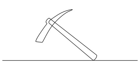 Continuous line drawing art Pickaxe tool Mining Pickaxe concept, Continuous editable line drawing of pickaxe. One line drawing of pickaxe icon. Vector illustration. Pickaxe icon in one line. simple.