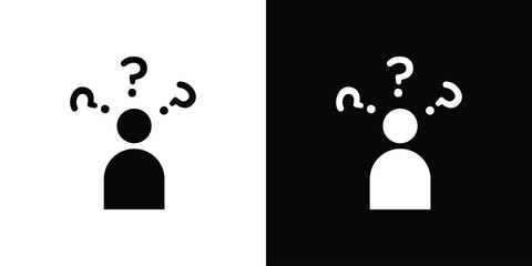 Curious human icon in flat black solid vector set
