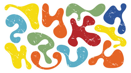Irregular organic shapes in vibrant colors create a playful and creative pattern