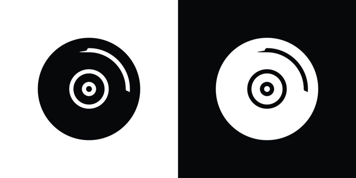 DVD icon in flat black solid vector set