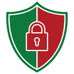 Shield icon with padlock illustrating protection and security against threats