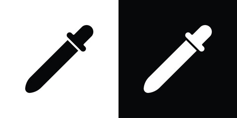Eye dropper icon in flat black solid vector set