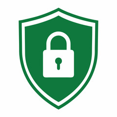 Green security shield with padlock icon illustrating data protection and safety concepts