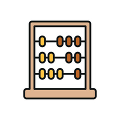 Wooden abacus with brown frame and colorful beads. Great for school or math themes.
