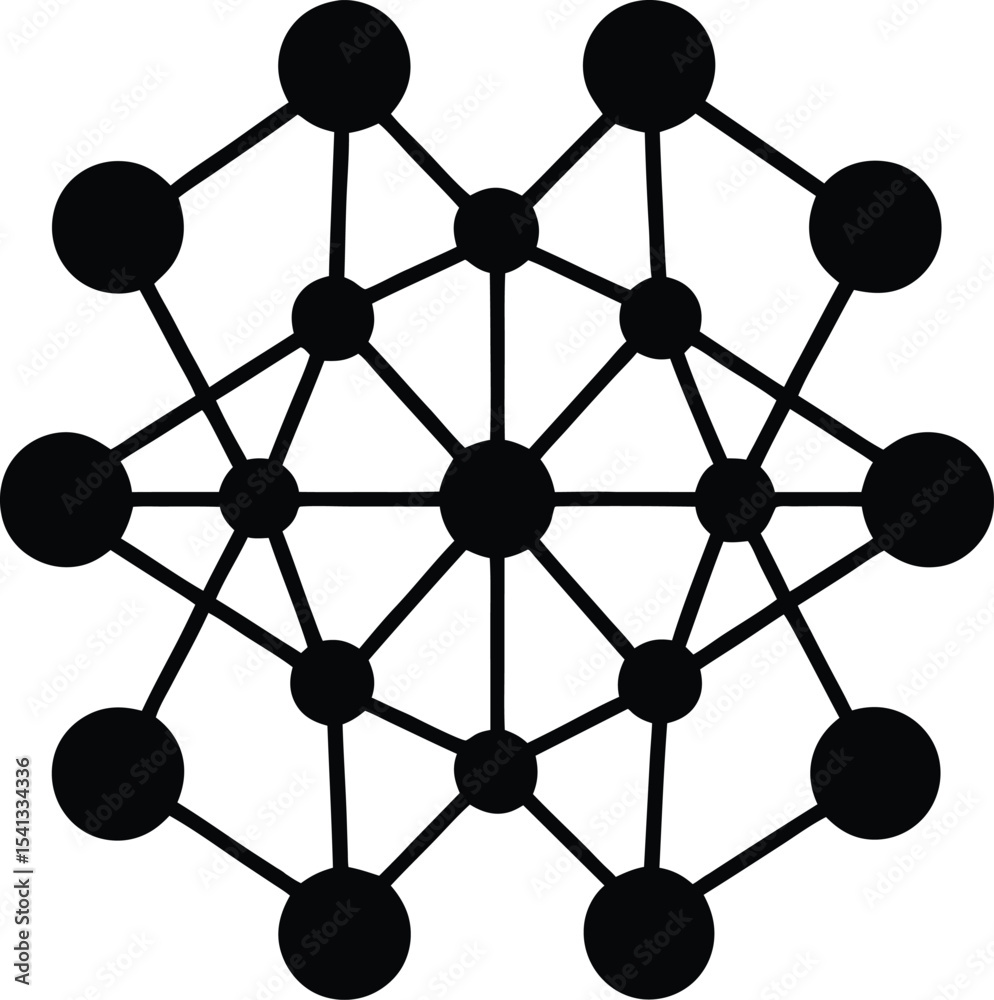 Aufkleber Abstract neural network connection silhouette design for technology and digital concepts