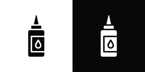 Glue bottle icon in flat black solid vector set