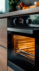 Illuminated Oven Interior with Food