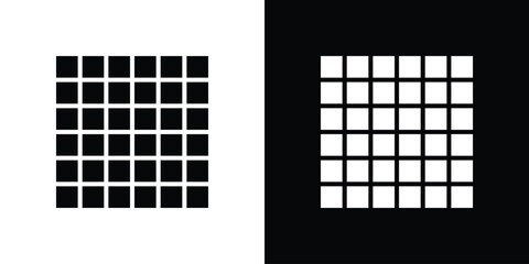Fototapeta premium Grid icon in flat black solid vector set