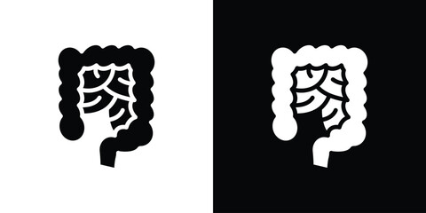 Gut icon in flat black solid vector set