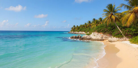 Peaceful Beach Landscape Under a Clear Blue Sky