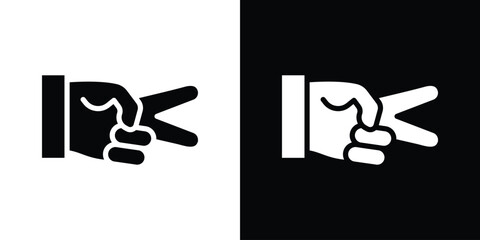 Hand scissors icon in flat black solid vector set