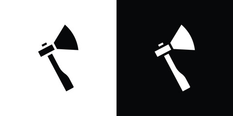 Hatchet icon in flat black solid vector set