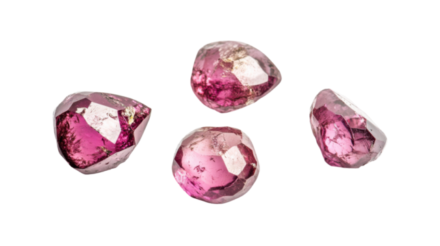 Pink Crystals with Shimmering Surface on Transparent Background for Jewelry Design and Decoration