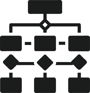 Clean black silhouette of a machine learning algorithm flowchart with transparency