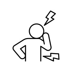 Body ache icon Editable outline symbol representing stress fatigue pain in head and back due to remote work overload
