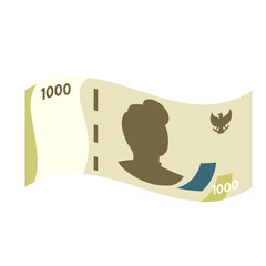 Flat illustration of a 1000 rupiah Indonesian banknote featuring a portrait and national emblem. Simple, modern design, perfect for financial or economic topics.