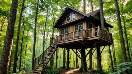 Enchanting Treetop Cabin Retreat Secluded Wooden House in Lush Forest