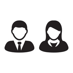 Avatar profile icon set including male and female black icon, flat style isolated icon silhouette vector art illustration on white background