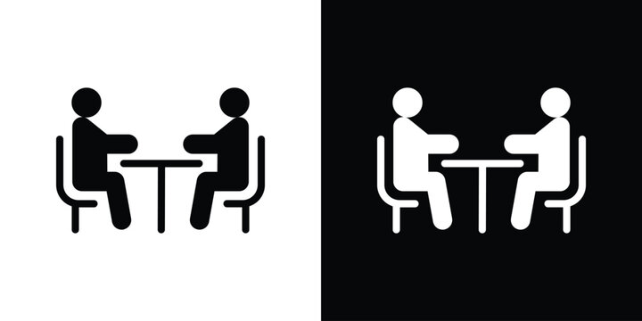 Job interview icon in flat black solid vector set