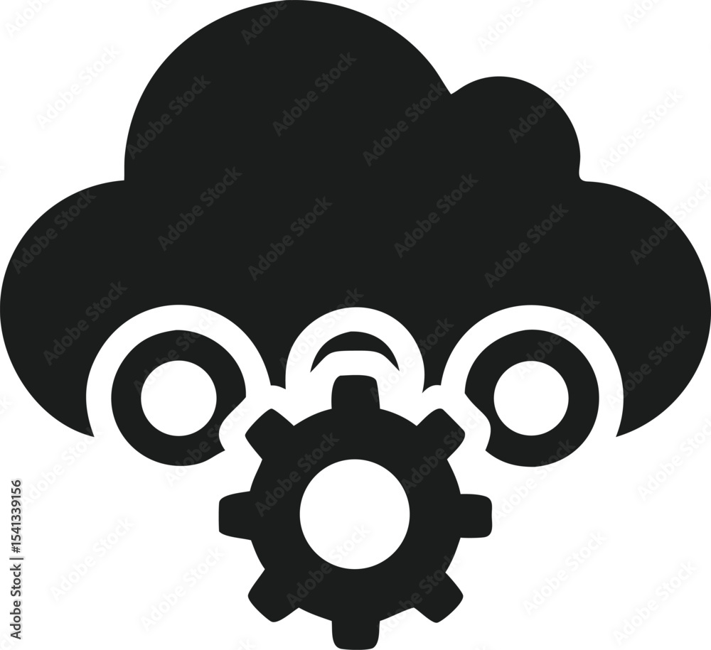 Poster cloud computing and data processing illustration in modern technology design