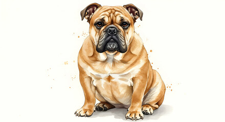 Obraz premium Adorable Bulldog Watercolor Painting Dog Art Print