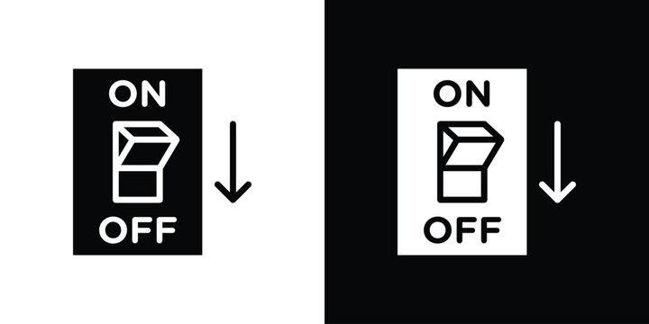Light switch off icon in flat black solid vector set