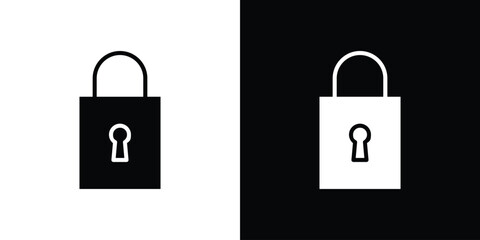 Lock icon in flat black solid vector set