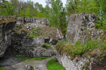 remains of buildings, trees, the concrete town of bunkers Wolf's Lair in Gierłoż near Kętrzyn