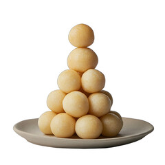 Stacked, pale-yellow, round sweets on a plate