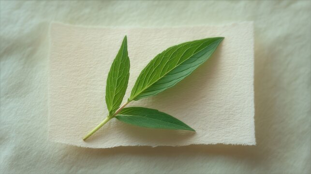 Single Curled Leaf of Horsemint on Soft Background for Botanical Study