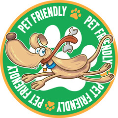 fun Pet friendly label logo design . vector illustration