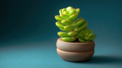 Compact Crassula Plant in a Rounded Pot with Smooth Surface