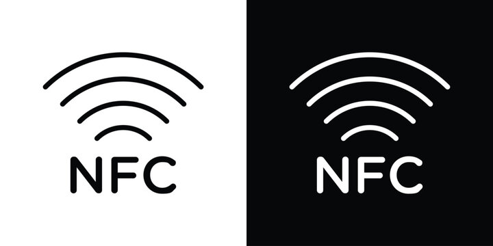 NFC icon in flat black solid vector set