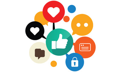 Social media network icons communication concept