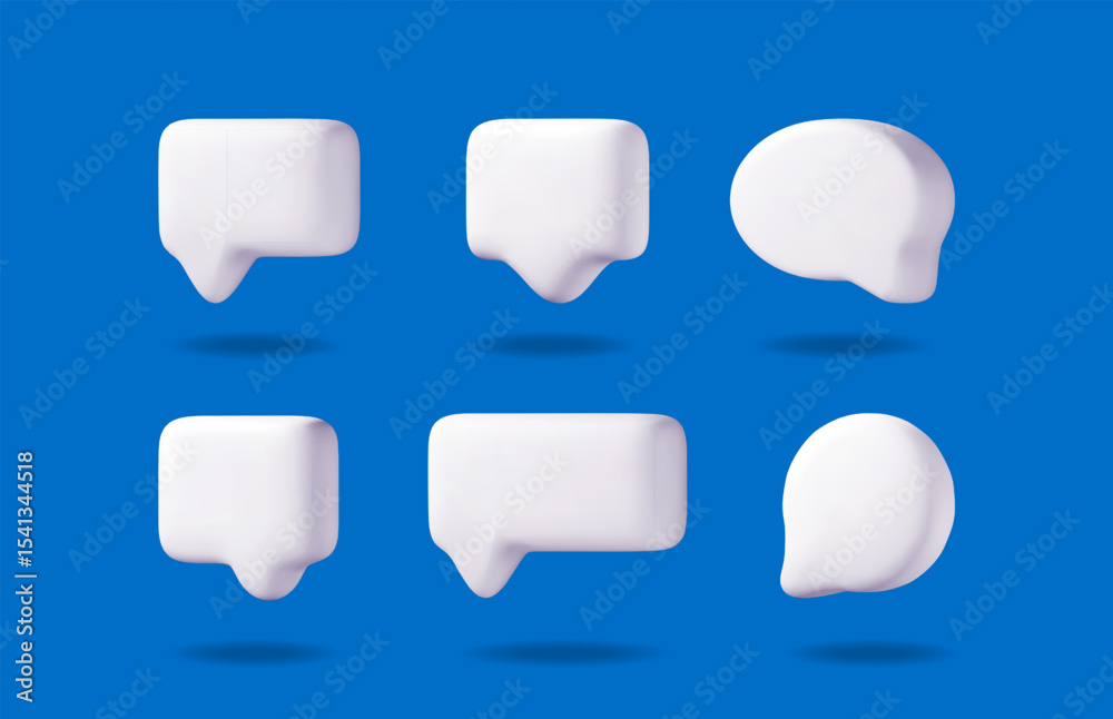 Aufkleber set of 3d chat bubble communication elements. white empty speech dialog box message icon for social 