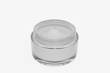 Cream jar, cosmetics package mock up. Skin care cosmetic tubes, beauty product packs, white makeup containers with screw caps, Realistic 3d vector design.