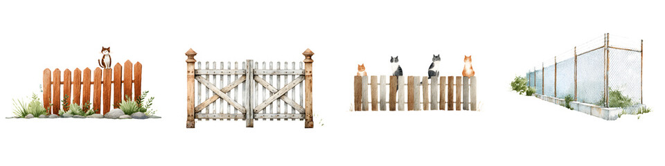 Obraz premium Rustic wooden fences and gates in a lush garden setting