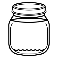 Empty glass mason jar with lid line art