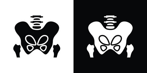 Pelvis icon in flat black solid vector set