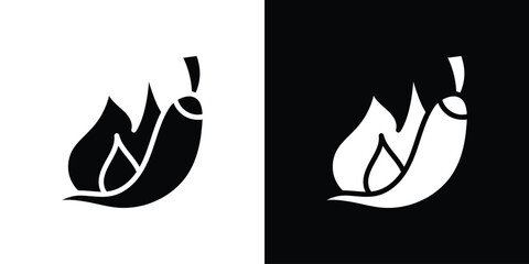 Obraz premium Pepper hot icon in flat black solid vector set