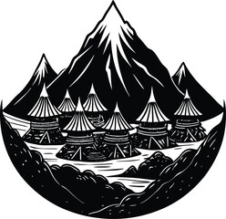 Tribal Village At Mountain Base